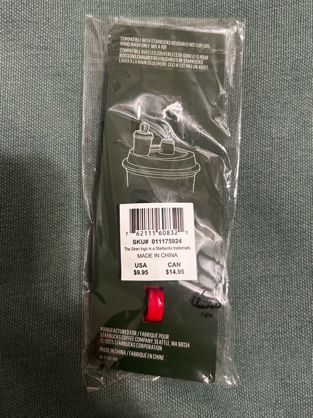 NWT Starbucks Red Cup Lid Stopper Keychain - Picture 2 of 2